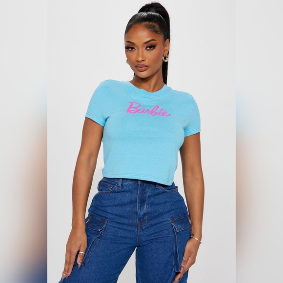 Fashion Nova Tops - Barbie Style Era Baby Pink Short Sleeve Tee